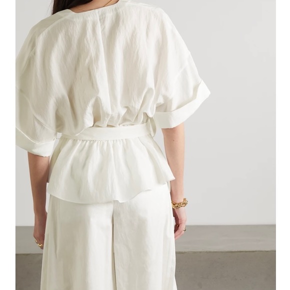 VINCE belted Tencel Lyocell-blend white Blouse Small - Picture 8 of 9